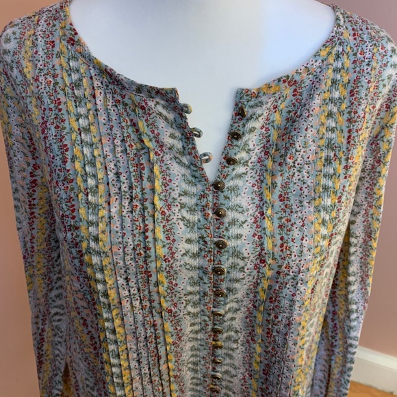 Anthropologie Maeve Gelise Floral Pleated Blouse - Picture 2 of 11